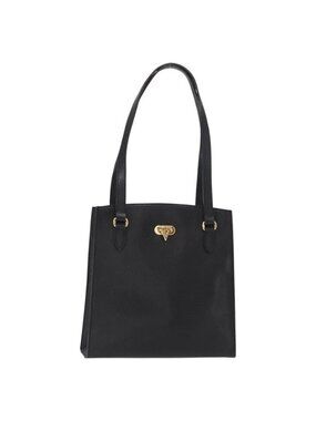 Authentic VALENTINO Shoulder Bag Leather Black Gold
